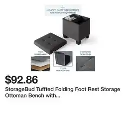 Bed Bath & Beyond StorageBud Tuffted Folding Foot Rest Storage Ottoman Bench with Storage Bins offer