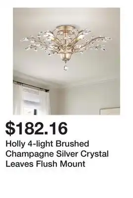 Bed Bath & Beyond Holly 4-light Brushed Champagne Silver Crystal Leaves Flush Mount offer