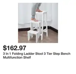 Bed Bath & Beyond 3 In 1 Folding Ladder Stool 3 Tier Step Bench Multifunction Shelf offer