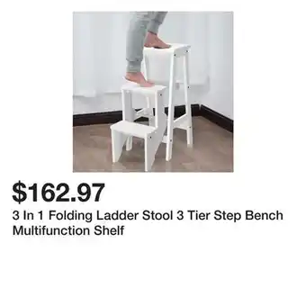 Bed Bath & Beyond 3 In 1 Folding Ladder Stool 3 Tier Step Bench Multifunction Shelf offer