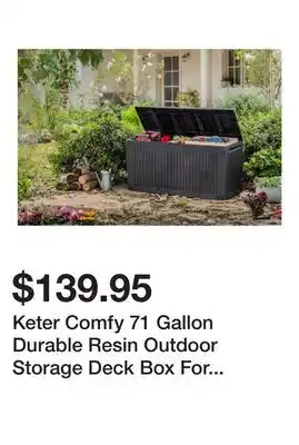 Bed Bath & Beyond Keter Comfy 71 Gallon Durable Resin Outdoor Storage Deck Box For Furniture and Supplies offer