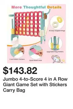 Bed Bath & Beyond Jumbo 4-to-Score 4 in A Row Giant Game Set with Stickers Carry Bag offer