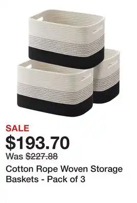 Bed Bath & Beyond Cotton Rope Woven Storage Baskets - Pack of 3 offer