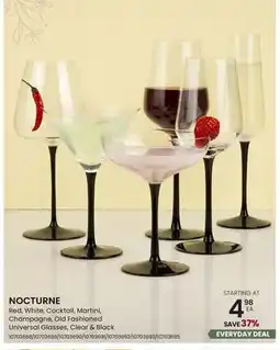 Stokes NOCTURNE Red, White, Cocktail, Martini, Champagne, Old Fashioned Universal Glasses, Clear & Black offer