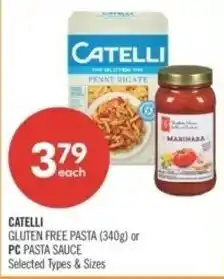 Shoppers Drug Mart Catelli gluten free pasta or PC pasta sauce offer