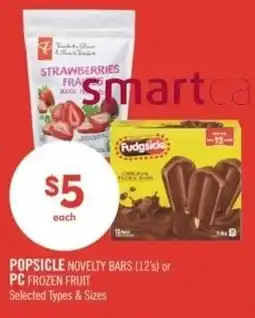 Shoppers Drug Mart Popsicle novelty bars or PC frozen fruit offer