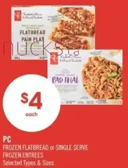 Shoppers Drug Mart PC frozen flatbread or single serve frozen entrees offer