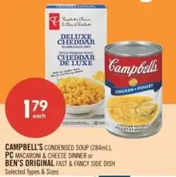 Shoppers Drug Mart Campbell's condensed soup, pc macaroni cheese dinner or ben's original fast & fancy side dish offer