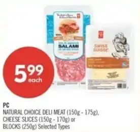 Shoppers Drug Mart PC natural choice deli meat, cheese slices or blocks offer