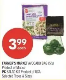 Shoppers Drug Mart Farmer's market avocado bag PC salad kit offer