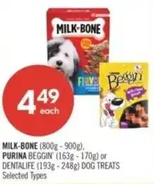 Shoppers Drug Mart Milk-bone, purina beggin' or dentalife dog treats offer