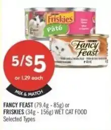 Shoppers Drug Mart Fancy feast or friskies wet cat food offer