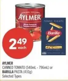 Shoppers Drug Mart Aylmer canned tomato or barilla pasta offer