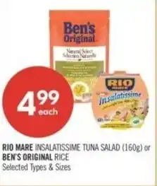 Shoppers Drug Mart Rio mare insalatissime tuna salad or ben's original rice offer