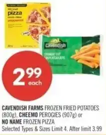 Shoppers Drug Mart Cavendish farms frozen fried potatoes and Cheemo perogies offer