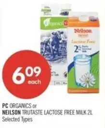 Shoppers Drug Mart PC organics or neilson trutaste lactose free milk offer