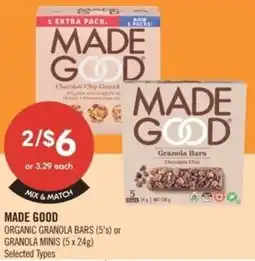 Shoppers Drug Mart Made good organic granola bars (5's) or granola minis offer