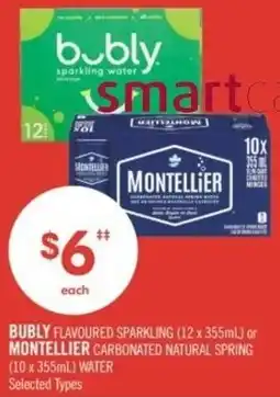 Shoppers Drug Mart Bubly flavoured sparkling or Montellier offer