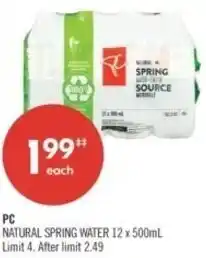 Shoppers Drug Mart Pc natural spring water offer