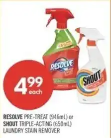 Shoppers Drug Mart Resolve pre-treat or Shout triple-acting laundry stain remover offer