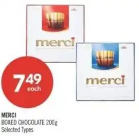 Shoppers Drug Mart Merci boxed chocolate  selected types offer