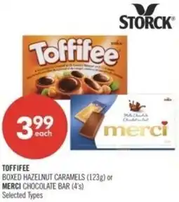 Shoppers Drug Mart Toffifee boxed hazelnut caramels or Merci chocolate bar offer