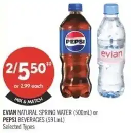 Shoppers Drug Mart Evian natural spring water or Pepsi offer