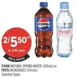 Shoppers Drug Mart Evian natural spring water or Pepsi offer