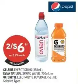 Shoppers Drug Mart Celsius energy drink and Evian natural spring water offer