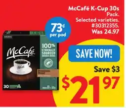 Walmart McCafe K-Cup 30s offer