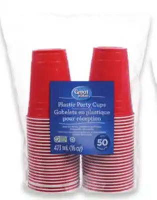 Walmart Great Value Red 473 mL Plastic Party Cups offer