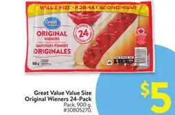 Walmart Great Value Value Size Original Wieners 24-Pack offer