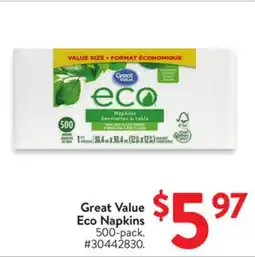 Walmart Great Value Eco Napkins offer