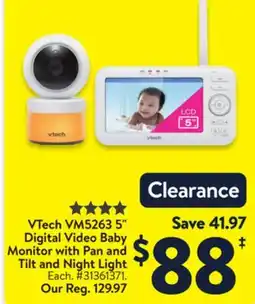 Walmart VTech VM5263 5 Digital Video Baby Monitor with Pan and Tilt and Night Light offer