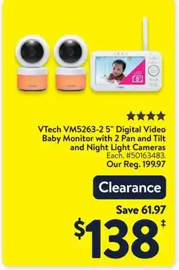 Walmart VTech VM5263-2 5 Digital Video Baby Monitor with 2 Pan and Tilt and Night Light Cameras offer