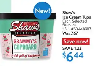 Walmart Shaw's Ice Cream Tubs offer