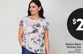 Walmart Button Back Dolman Tee offer