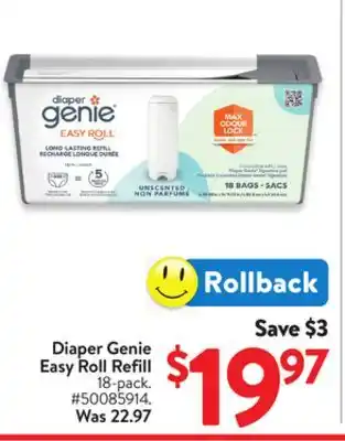 Walmart Diaper Genie Easy Roll Refill offer