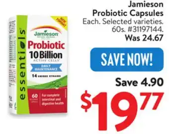 Walmart Jamieson Probiotic Capsules offer