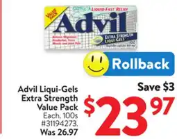 Walmart Advil Liqui-Gels Extra Strength Value Pack offer