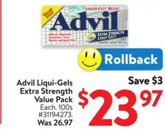 Walmart Advil Liqui-Gels Extra Strength Value Pack offer