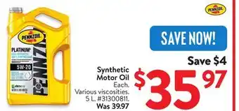 Walmart Synthetic Motor Oil offer