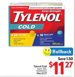 Walmart Tylenol Cold offer