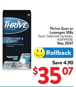 Walmart Thrive Gum or Lozenges 108s offer