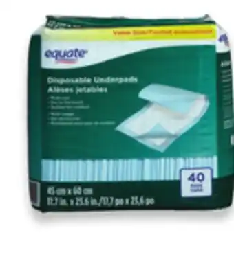 Walmart Equate Disposable Underpads 40-pack offer