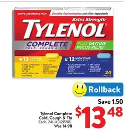 Walmart Tylenol Complete Cold, Cough & Flu offer