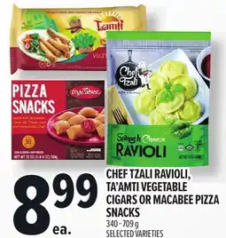 Metro CHEF TZALI RAVIOLI, TA'AMTI VEGETABLE CIGARS OR MACABEE PIZZA SNACKS offer