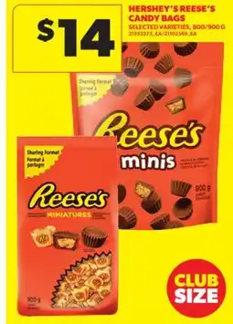 Real Canadian Superstore HERSHEY'S REESE'S CANDY BAGS, 800/900 G offer