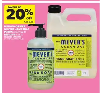 Real Canadian Superstore METHOD OR MRS. MEYERS HAND SOAP PUMPS 300-370 ML OR REFILLS8 28 ML-1 L offer