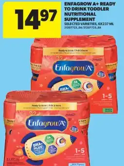 Real Canadian Superstore ENFAGROW A + READY TO DRINK TODDLER NUTRITIONAL SUPPLEMENT, 6X237 ML offer